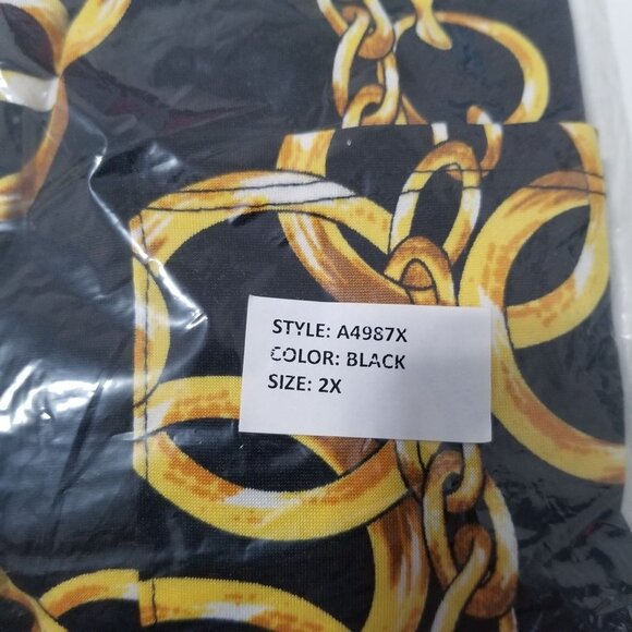 NWT JULIA by LOVE J Two Tone Chain Print Button Front Shirt Color Black Size 2XL - Picture 5 of 6